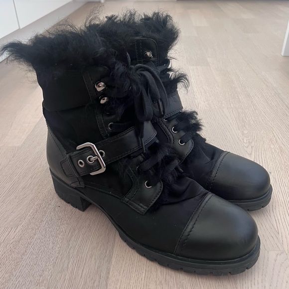 Prada Shearling Combat Boot - Picture 1 of 12
